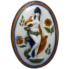 Antique English pottery prattware plaque circa 1800