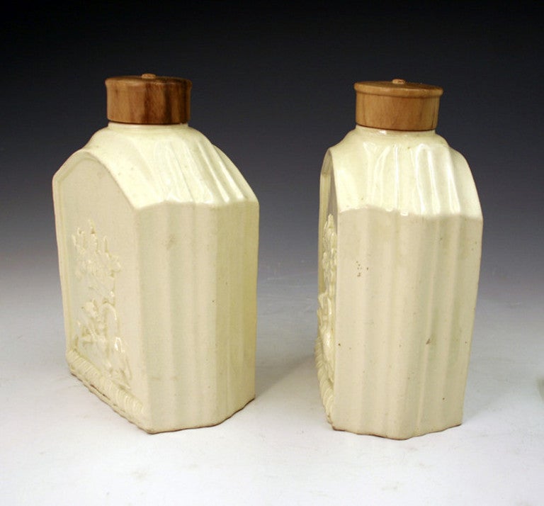 Pair of Antique English Pottery Creamware tea caddies c1780 at 1stDibs