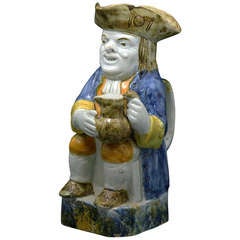 Antique English Prattware Pottery Toby Jug Early 19th Century Period