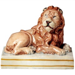 English pottery figure of a Lion Wood and Caldwell Staffordshire
