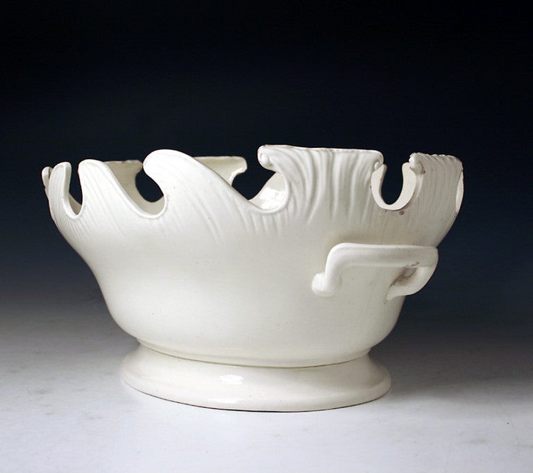 Antique period creamware pottery monteith Castleford Yorkshire 18th century