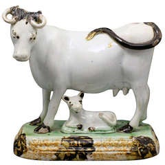 Antique English Pottery Figure of a Cow Named "Fanny" circa 1810 Yorkshire