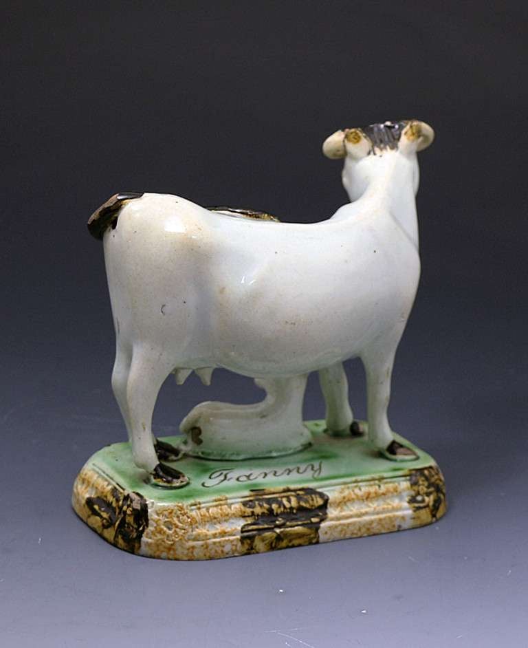 19th Century Antique English Pottery Figure of a Cow Named 