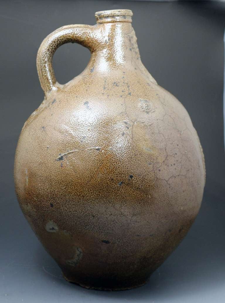 18th Century and Earlier Antique Over Sized Tiger Glaze Stoneware Bellarmine 17th Century Germany