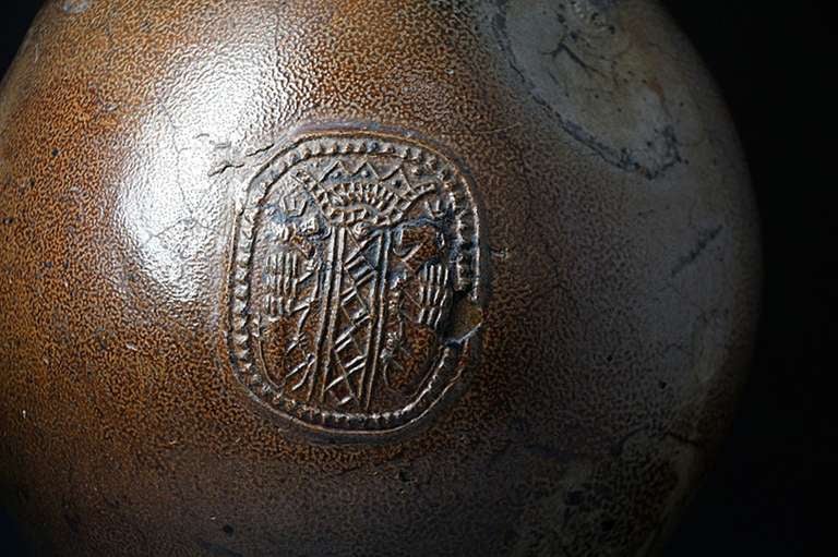 Antique Over Sized Tiger Glaze Stoneware Bellarmine 17th Century Germany 1