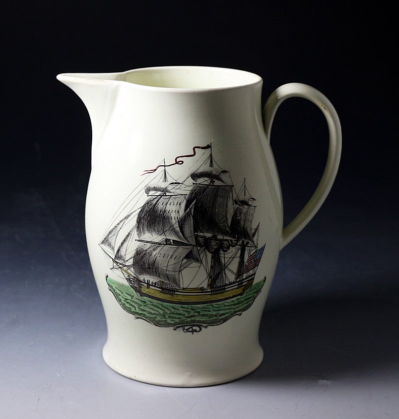 Antique English Pottery Creamware Pitcher In Good Condition In Woodstock, OXFORDSHIRE