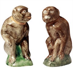 Antique Staffordshire Pottery Figures Of Primates C1780
