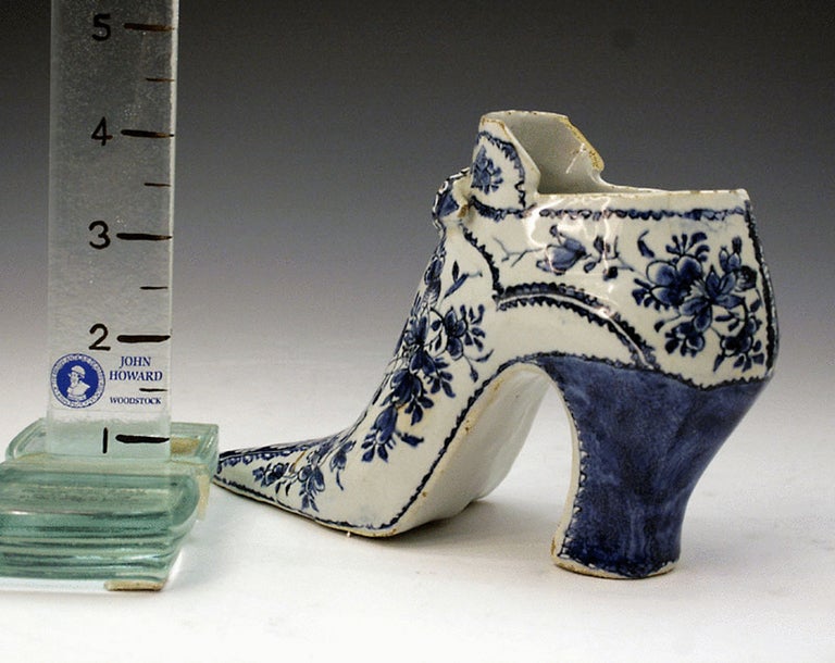 Country English Delft-Ware Pottery Shoe, circa 1740, Lambeth 