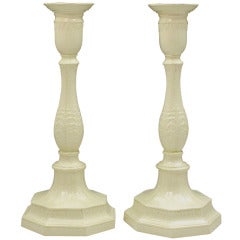 Antique Pottery creamware candlesticks Wedgwood and Co.