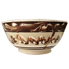 Early Pottery Mochaware Bowl With Earthworm Pattern