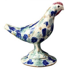 Antique Scottish pottery figure of a bird in the form of a money bank.
