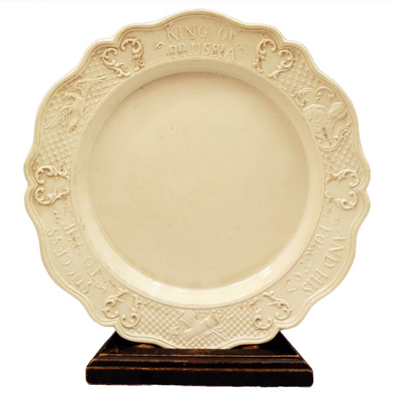 Staffordshire pottery Saltglaze plate King of Prussia commemorative