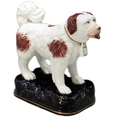 Antique Staffordshire Pottery Figure Of A St.bernard Dog 