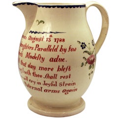 Early English Creamware Pottery Pitcher Dated 1788 