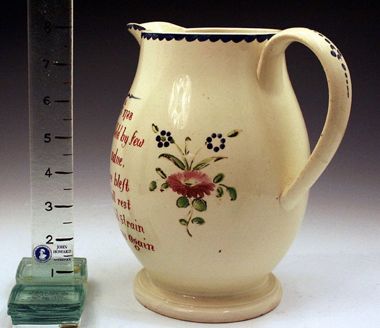 Early English Creamware Pottery Pitcher Dated 1788  1