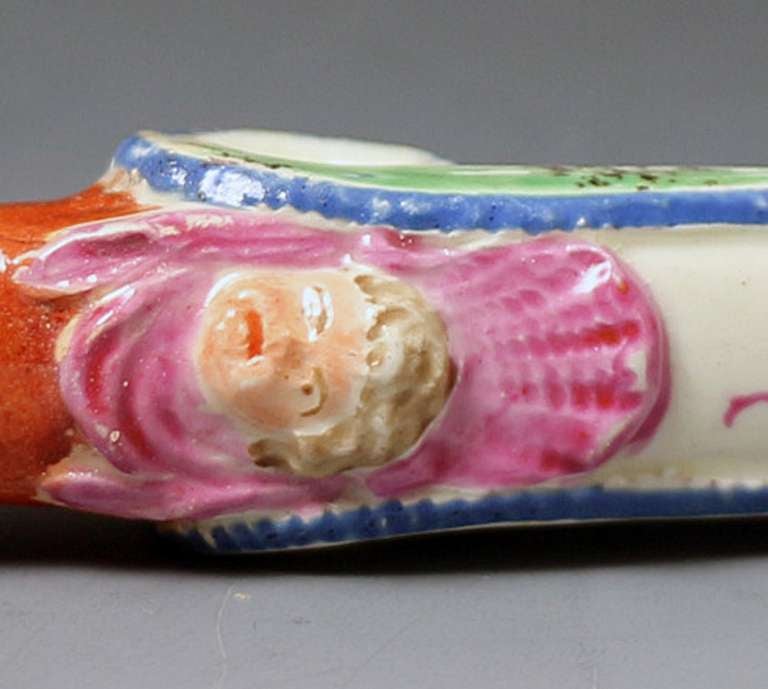 19th Century Antique Staffordshire Pottery Pearlware Whistle circa 1810 English