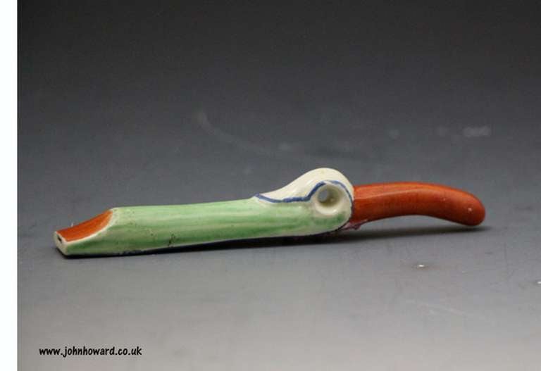 Antique Staffordshire Pottery Pearlware Whistle circa 1810 English In Excellent Condition In Woodstock, OXFORDSHIRE