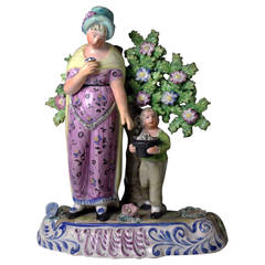 Staffordshire Pottery Pearlware "Seasons" Figure with Bocage