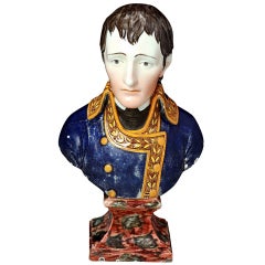 Antique English Staffordshire pottery pearlware figure bust of Napleon