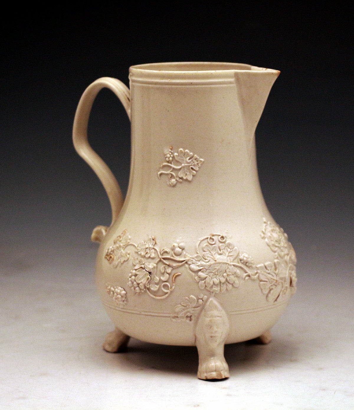 Antique early English pottery saltglaze stoneware pitcher Staffordshire Pottery 