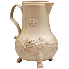 Antique early English pottery saltglaze stoneware pitcher Staffordshire Pottery 