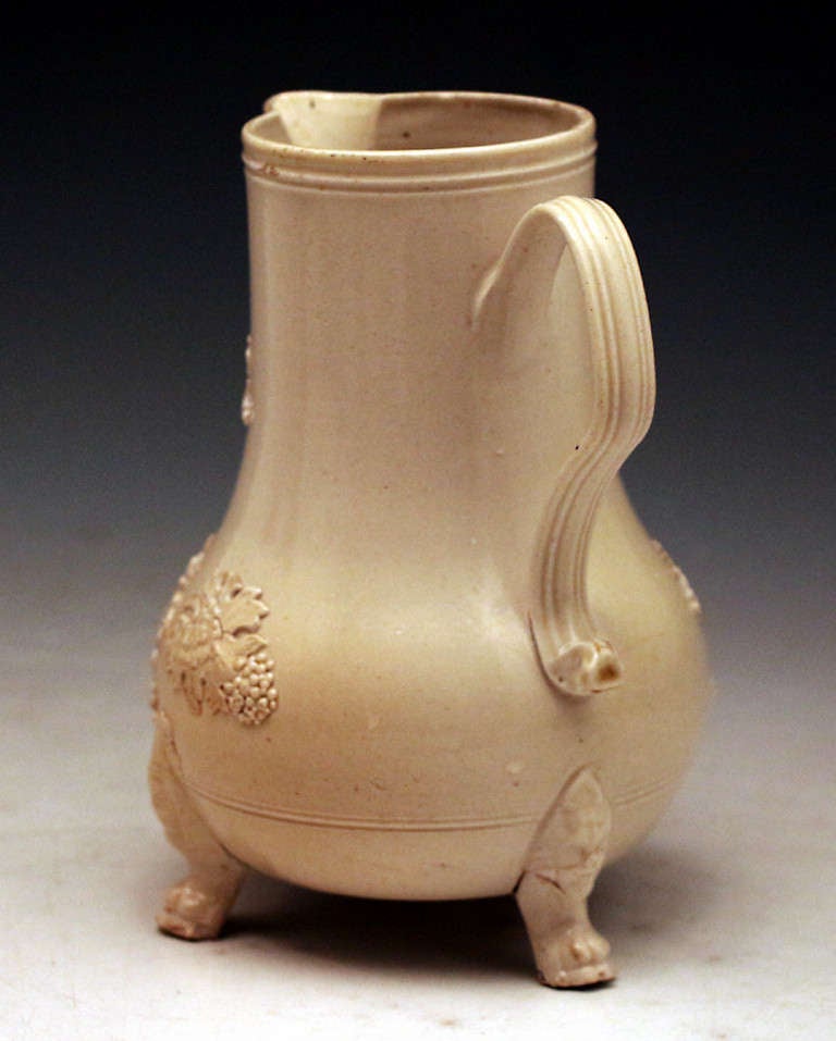 18th Century and Earlier Antique early English pottery saltglaze stoneware pitcher Staffordshire Pottery 