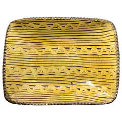 Fine Antique Period Earthenware Loaf Dish with Slip Combed Decorations 18th Century England