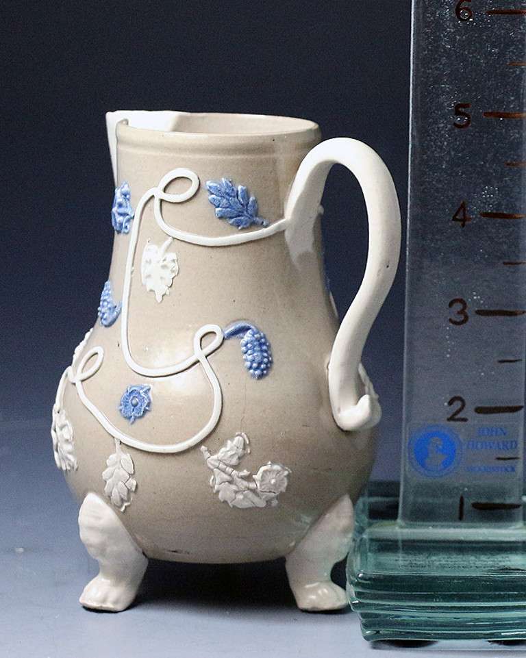 Antique English Salt Glazed Stoneware Pottery Milk Jug Staffordshire