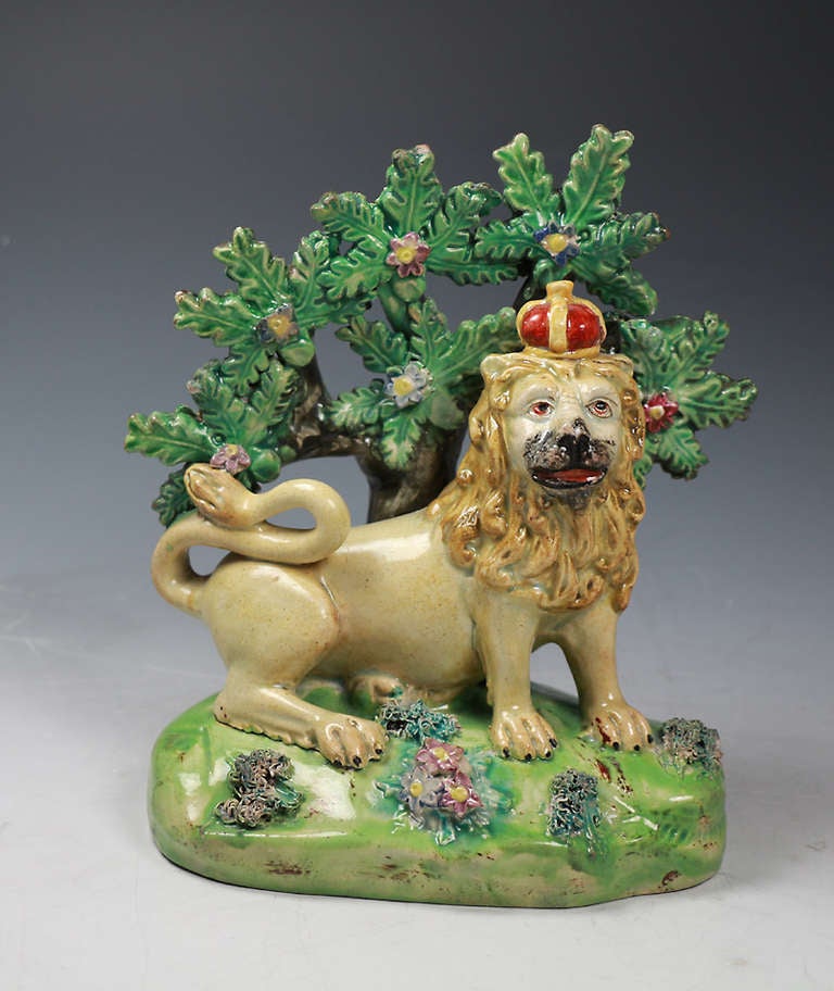 lion and unicorn crest on pottery