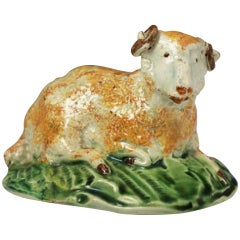 English pottery pearlware figure of a ram Yorkshire or Staffordshire