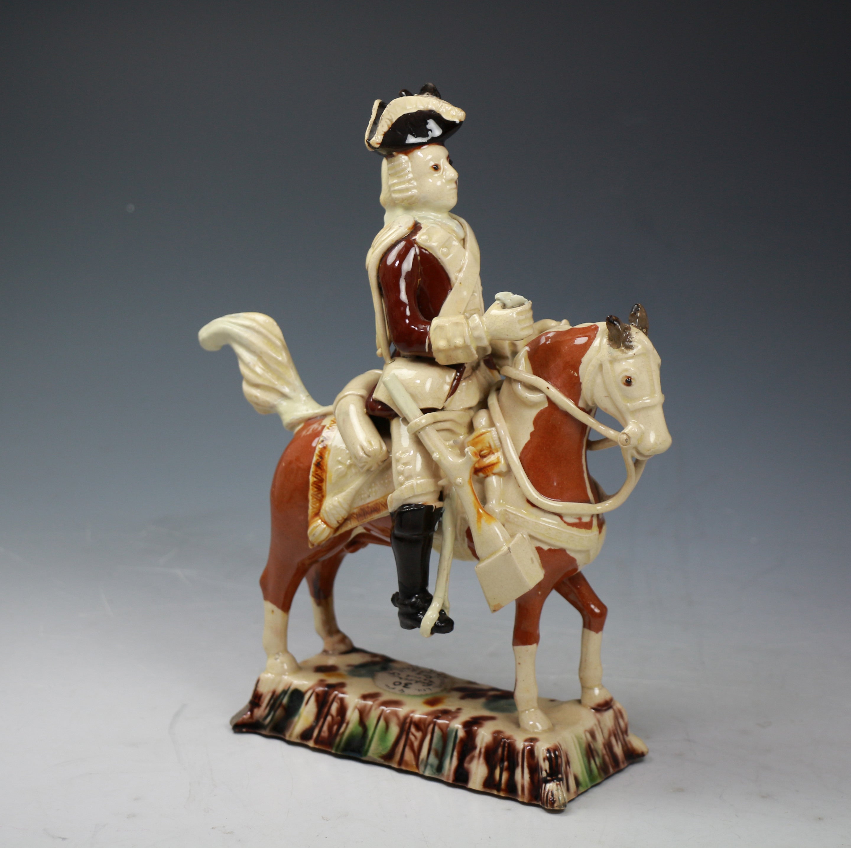 Staffordshire Creamware pottery Equestrian figure