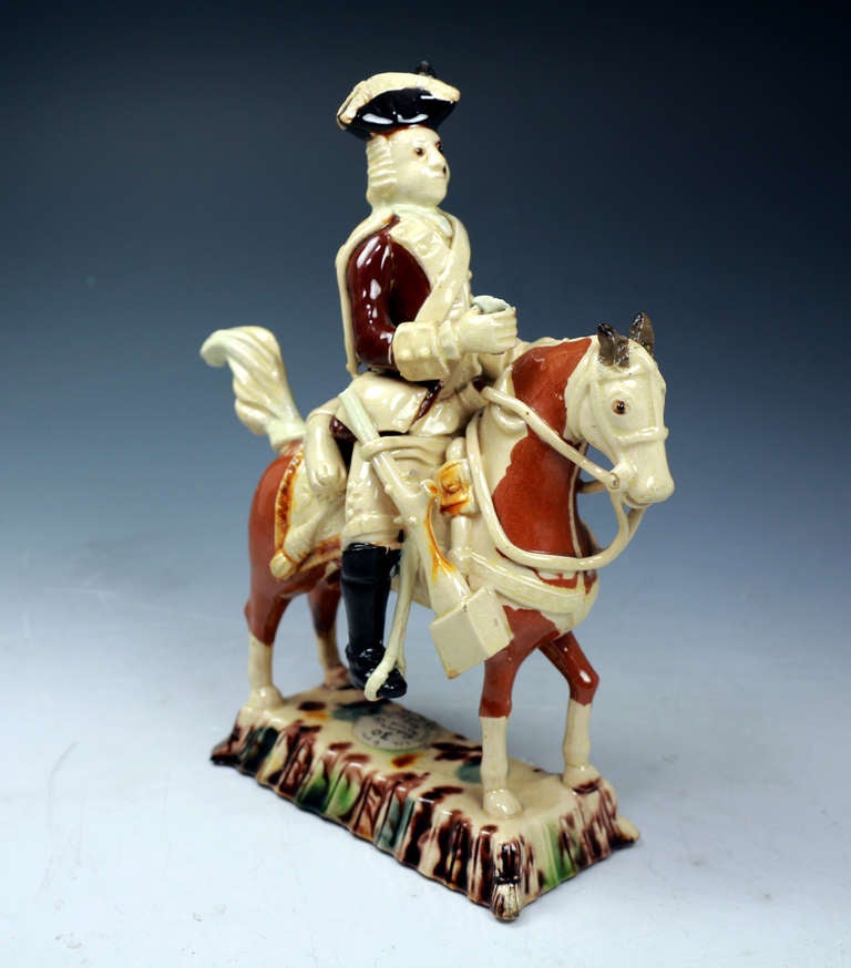 English Staffordshire Creamware pottery Equestrian figure