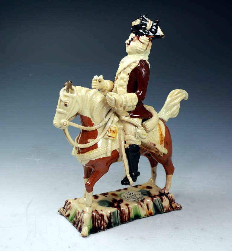 Staffordshire Creamware pottery Equestrian figure 1