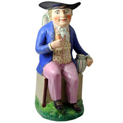 Antique Staffordshire Pearlware Toby Jug Figure, Early 19th Century, English