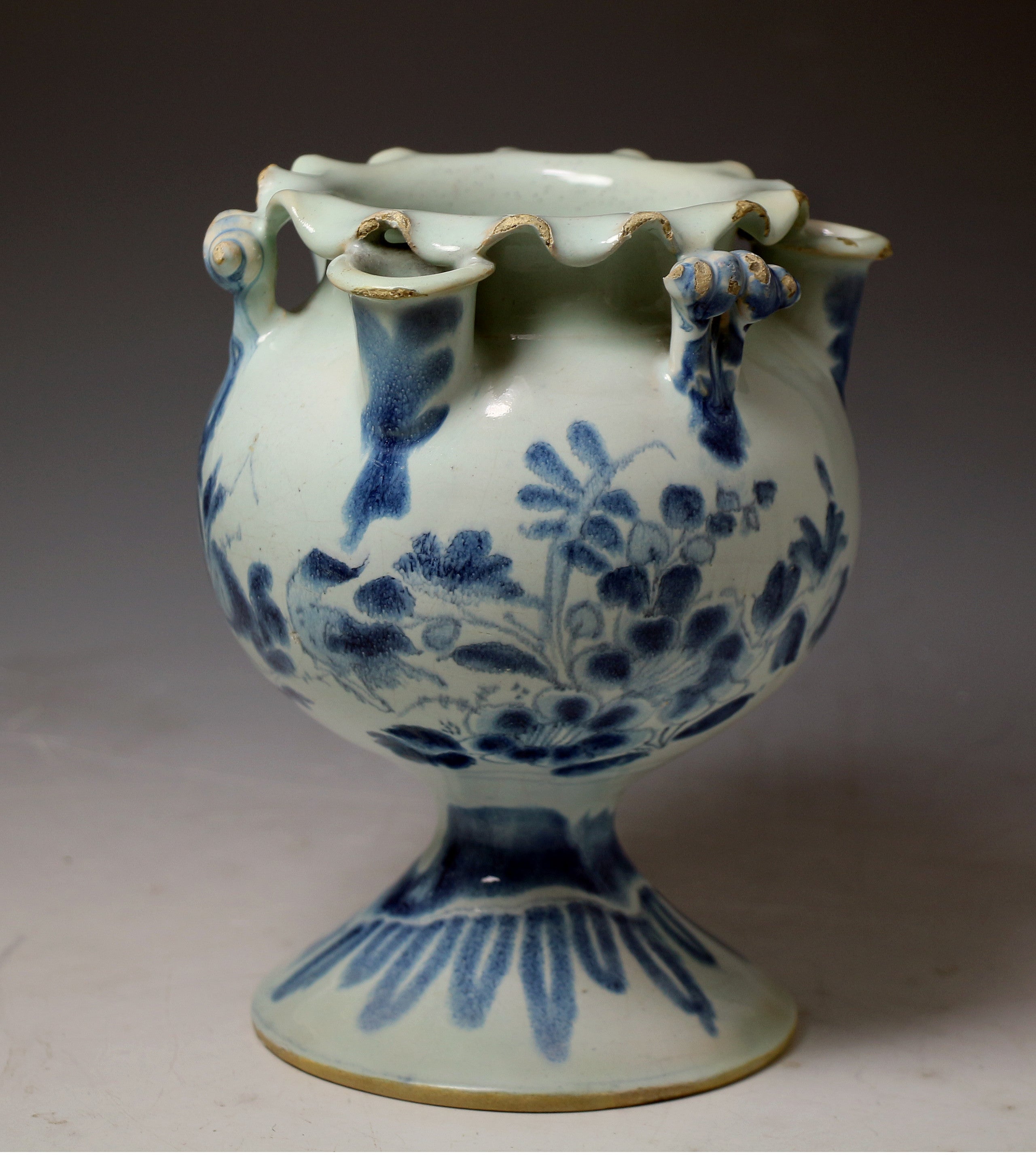 Antique English pottery Delft Flower vase 17th century