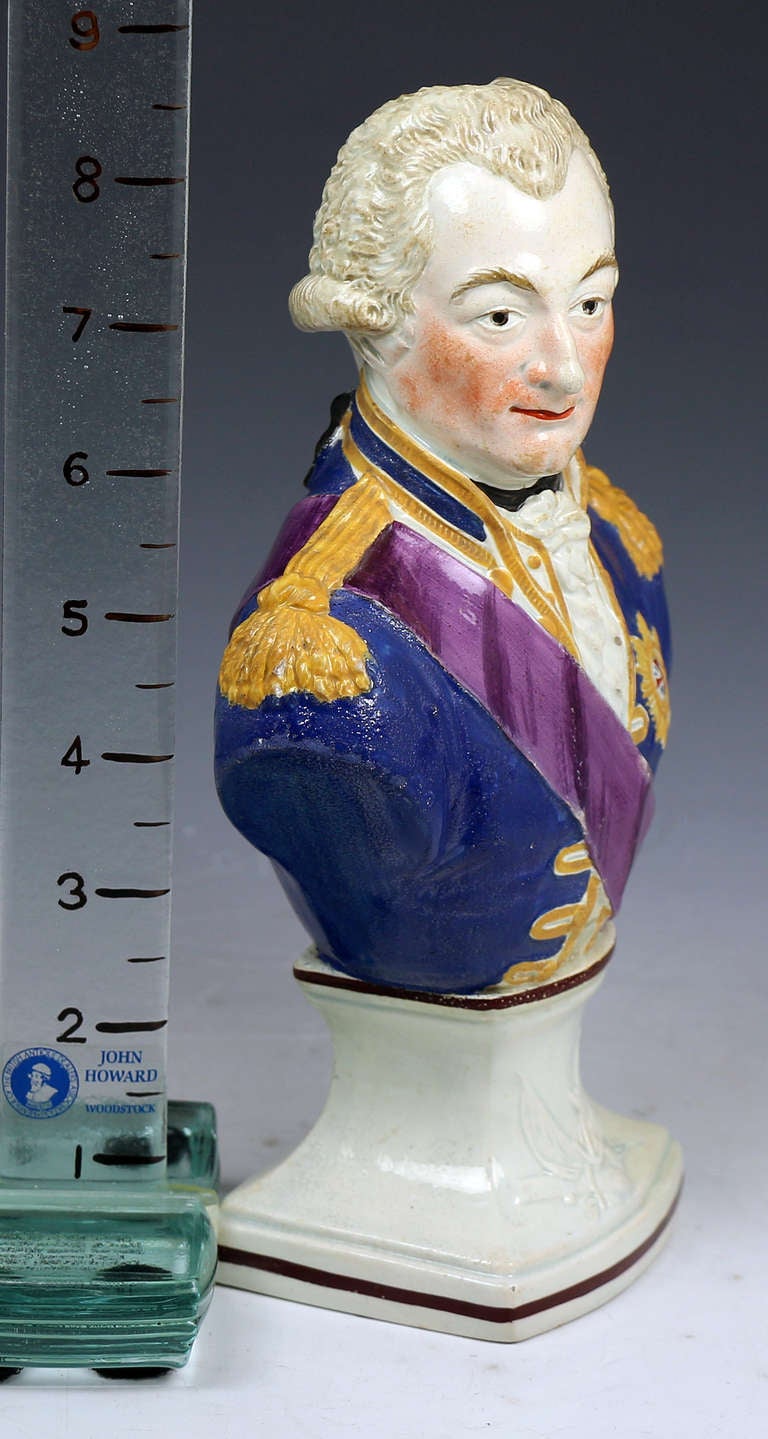 English Herculaneum Liverpoll pottery figure bust of an Admiral