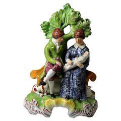 Antique Staffordshire Pottery Bocage Pearlware of a Family, circa 1820