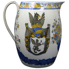 Massive Size Prattware Pitcher with Amorial, Prancing Horse 8