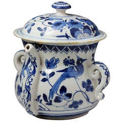 Antique period English Delftware possett pot circa 1700