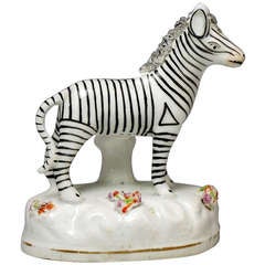 Antique Staffordshire ceramic figure of a standing Zebra c1840