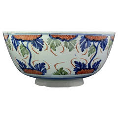 Antique Mid 18th Century English Delftware Bowl with Polychrome Decoration 5