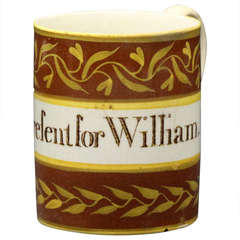 Antique Creamware Mug Present for William English Pottery