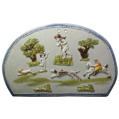 Antique Prattware English pottery relief moulded plaque late