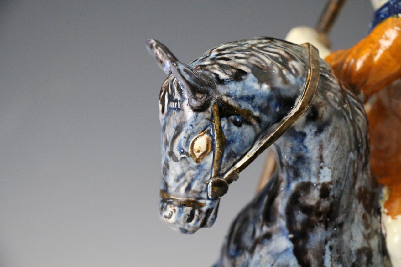 English Pottery Figure of Saint George Slaying the Dragon