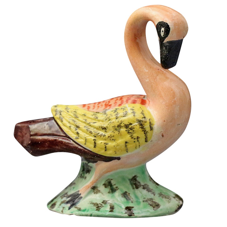 Antique Staffordshire pottery figure of a swan pearlware glaze c1820