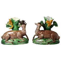 Ralph Wood of Burslem Staffordshire Pair of Stag and Doe Figures