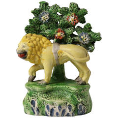 English Staffordshire Pottery Pearlware Bocage Figure of a Lion