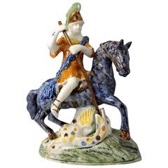 English Pottery Figure of Saint George Slaying the Dragon