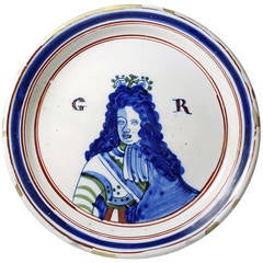 Royalty Polychrome Coloured Plate with Portrait of King George I