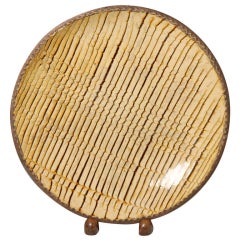 Antique Early English comb decorated slipware earthenware circular dish late